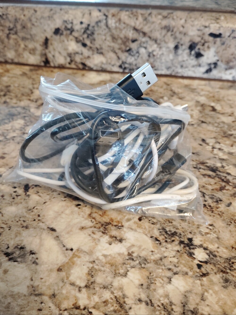 Universal Black & White USB Charging Cables -Bag of chargers. 10 Charger